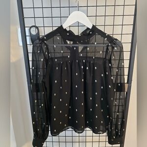 Banana Republic Black Semi-Sheet Metallic Blouse